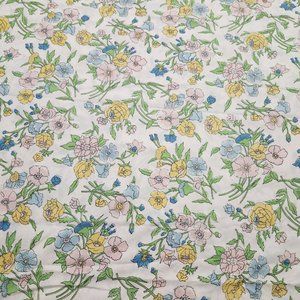 Vintage Flower Floral Garden Cottagecore Pink Blue Twin Size Flat Sheet